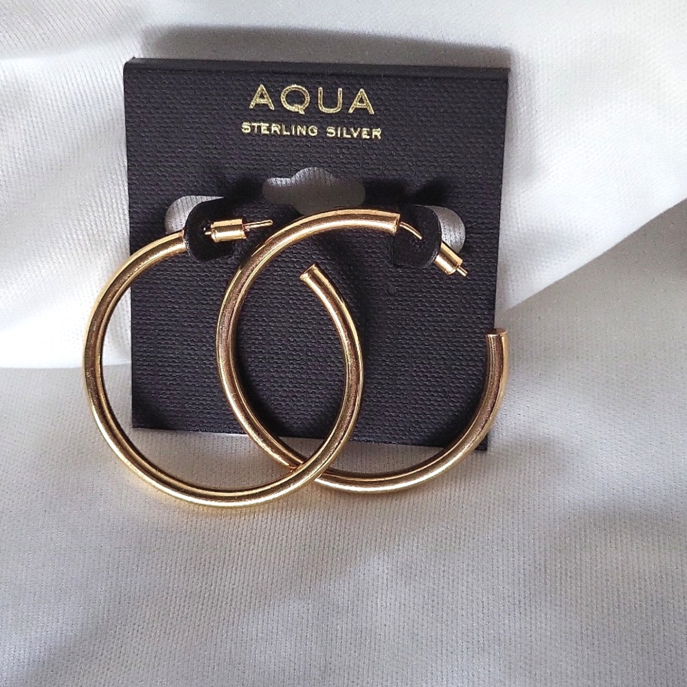 AQUA  Hoop Earrings in 18K Gold-Plated Sterling
